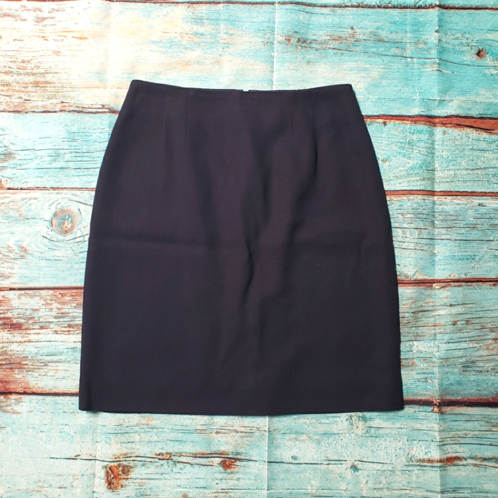 Ellen Tracy Navy Blue Wool Blend Skirt Size 4